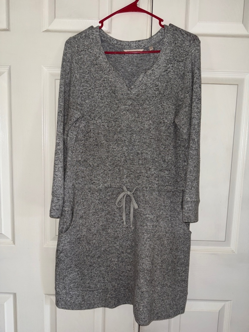 Soft Surroundings Gray Easy Living Soft Knit Drawstring Waist Sweater Dress - Picture 3 of 8